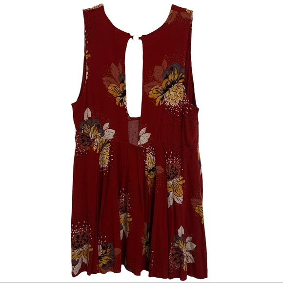 FREE PEOPLE Boho Lovely Day Red Floral Sleeveless Tie Front Dress - Picture 9 of 16